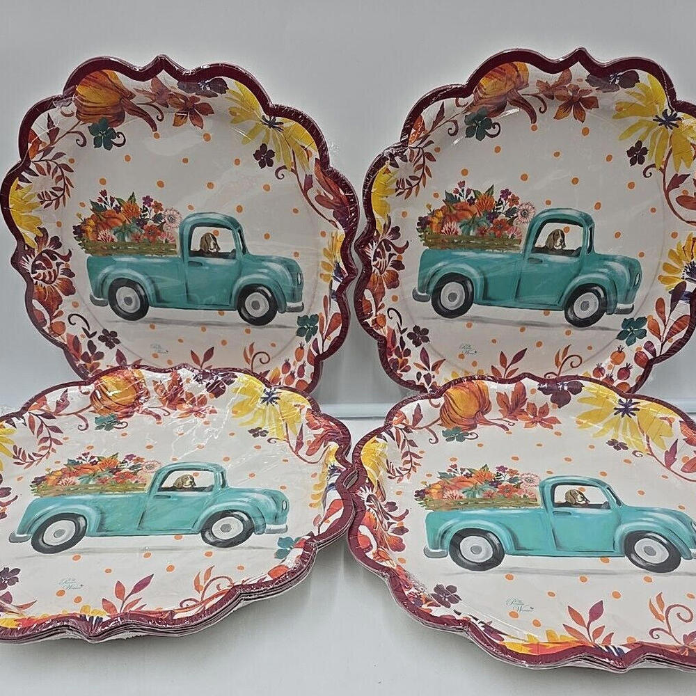 4 PACKS The Pioneer Woman Pumpkin Dog Truck Paper Plate; 32 Ct.; 11.5" - Picture 5 of 9